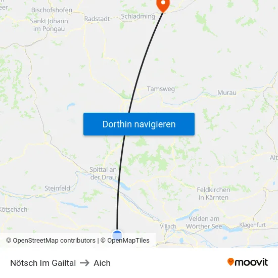 Nötsch Im Gailtal to Aich map