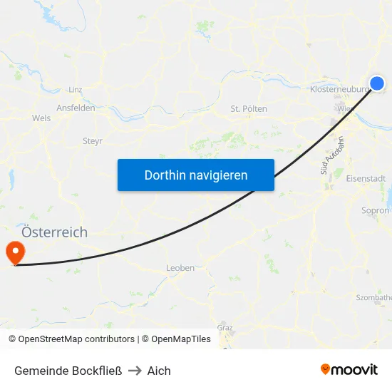 Gemeinde Bockfließ to Aich map