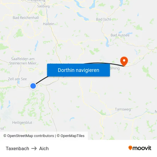 Taxenbach to Aich map