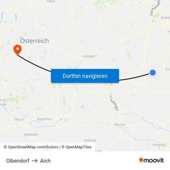 Olbendorf to Aich map