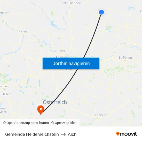 Gemeinde Heidenreichstein to Aich map