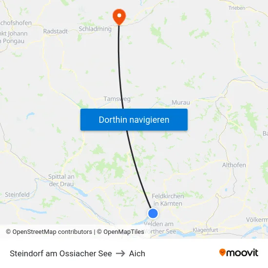 Steindorf am Ossiacher See to Aich map