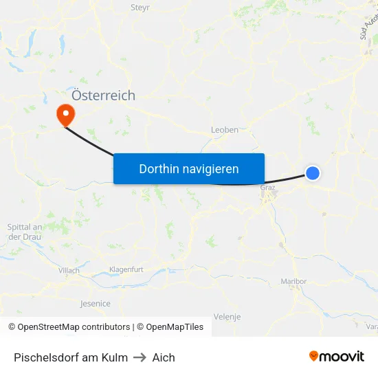 Pischelsdorf am Kulm to Aich map