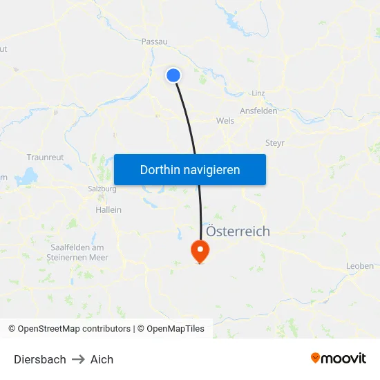 Diersbach to Aich map