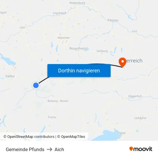 Gemeinde Pfunds to Aich map
