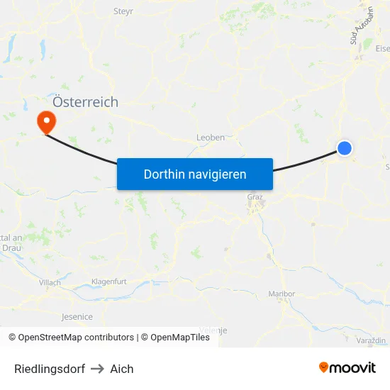 Riedlingsdorf to Aich map
