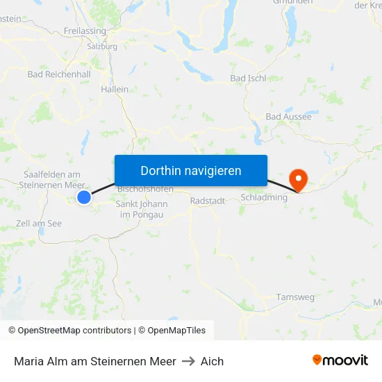 Maria Alm am Steinernen Meer to Aich map