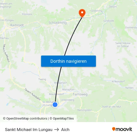 Sankt Michael Im Lungau to Aich map