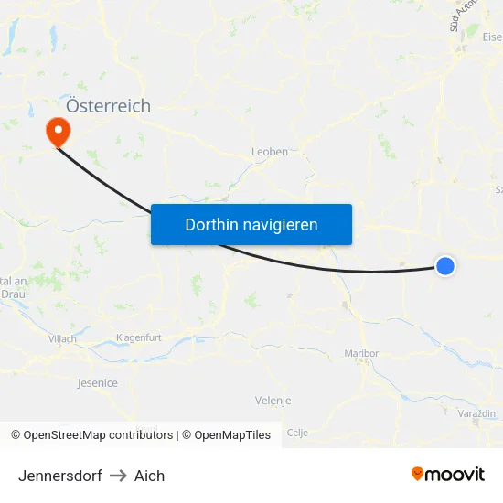Jennersdorf to Aich map