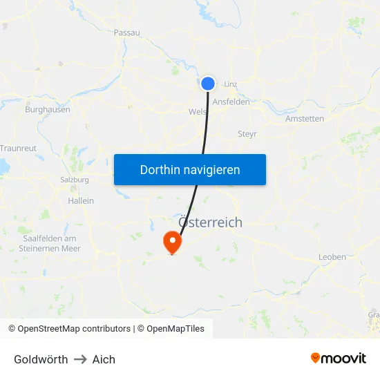 Goldwörth to Aich map