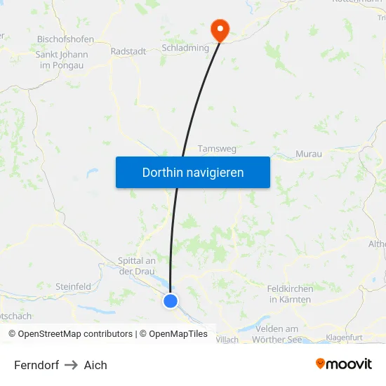 Ferndorf to Aich map