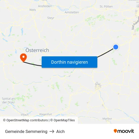 Gemeinde Semmering to Aich map