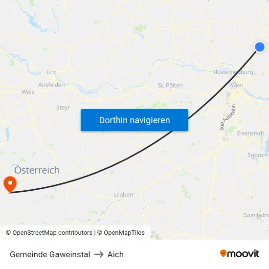 Gemeinde Gaweinstal to Aich map