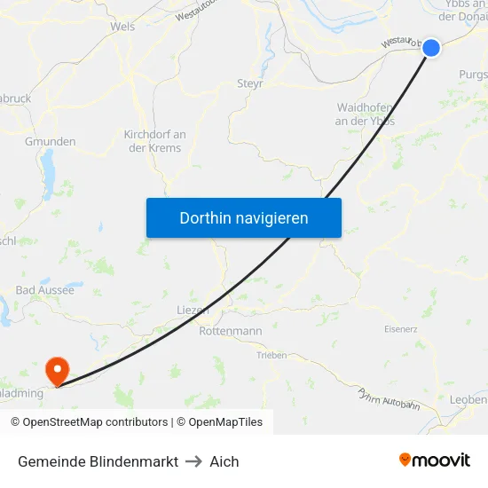 Gemeinde Blindenmarkt to Aich map