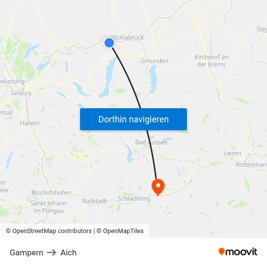 Gampern to Aich map