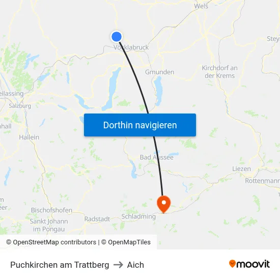 Puchkirchen am Trattberg to Aich map