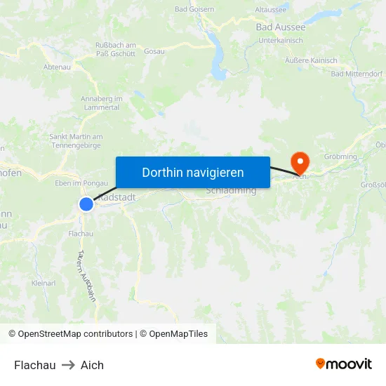 Flachau to Aich map