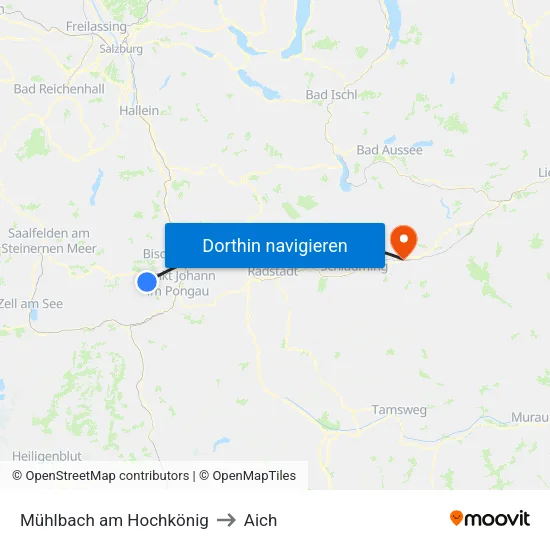 Mühlbach am Hochkönig to Aich map