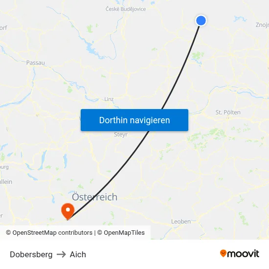 Dobersberg to Aich map