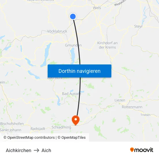 Aichkirchen to Aich map