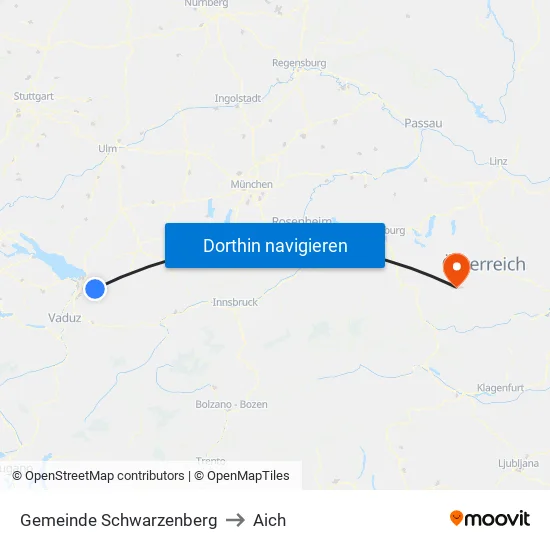 Gemeinde Schwarzenberg to Aich map