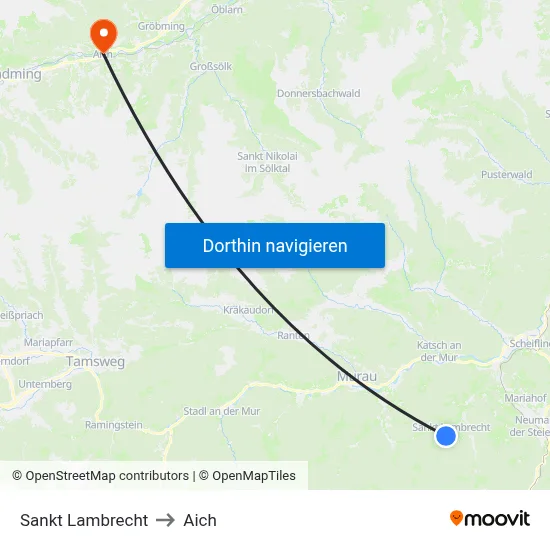 Sankt Lambrecht to Aich map