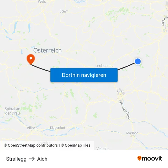 Strallegg to Aich map