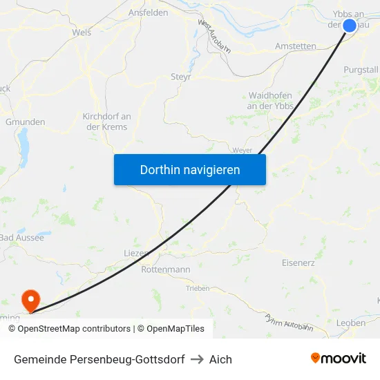 Gemeinde Persenbeug-Gottsdorf to Aich map