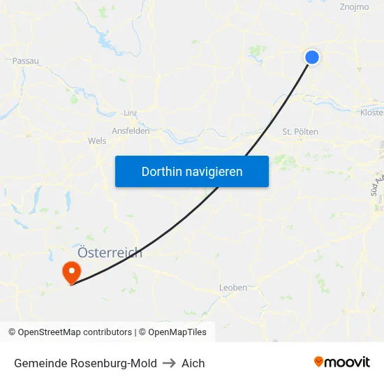 Gemeinde Rosenburg-Mold to Aich map