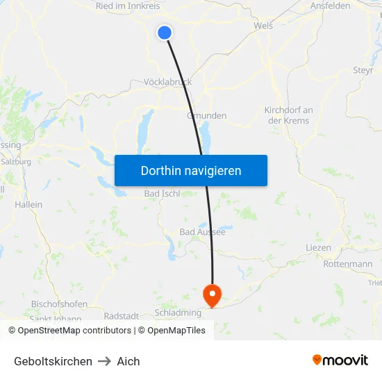 Geboltskirchen to Aich map
