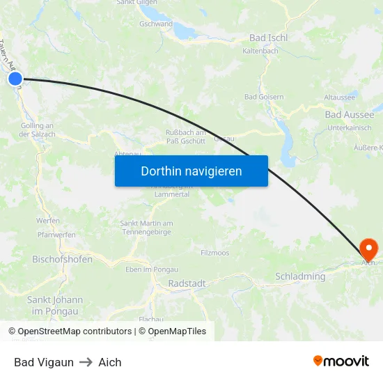 Bad Vigaun to Aich map