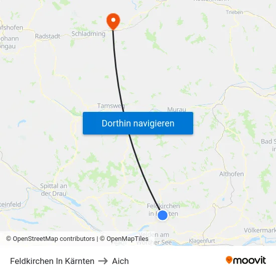 Feldkirchen In Kärnten to Aich map