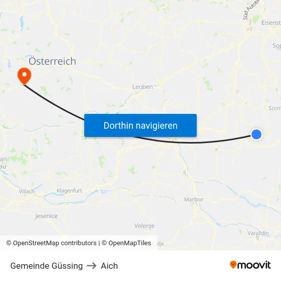 Gemeinde Güssing to Aich map