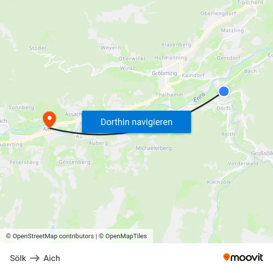Sölk to Aich map