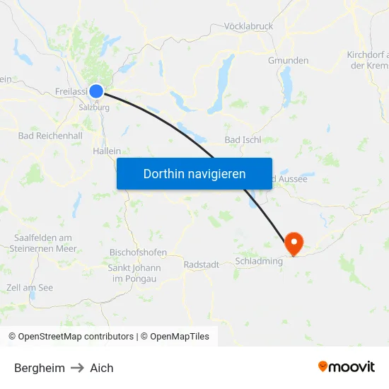Bergheim to Aich map