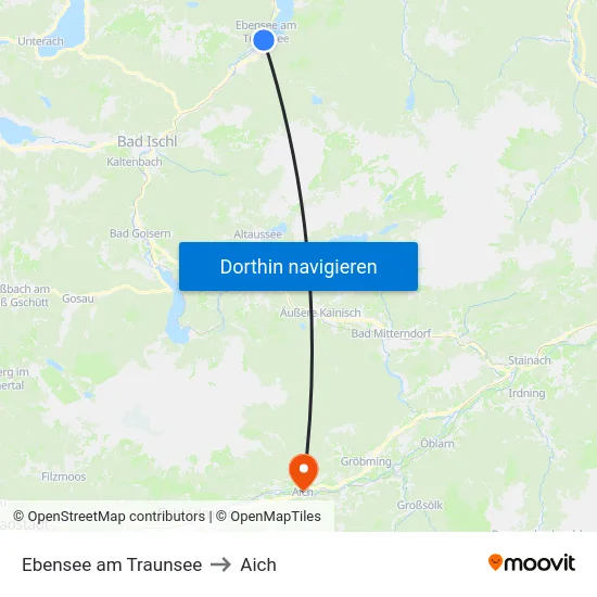 Ebensee am Traunsee to Aich map