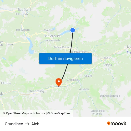Grundlsee to Aich map