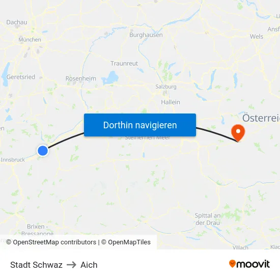 Stadt Schwaz to Aich map