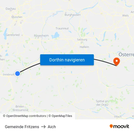 Gemeinde Fritzens to Aich map