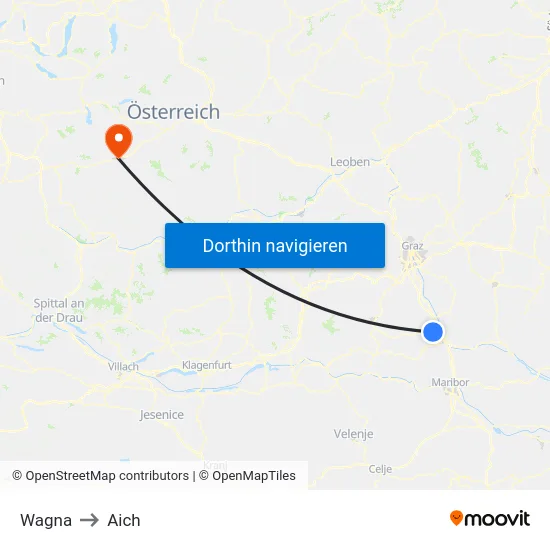 Wagna to Aich map