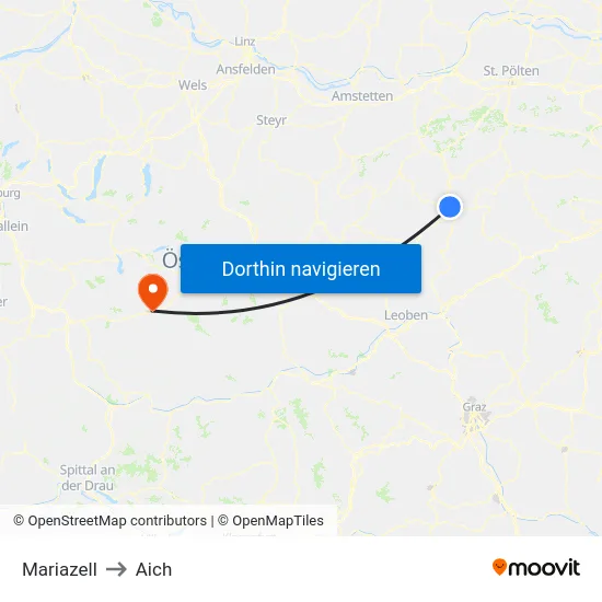 Mariazell to Aich map