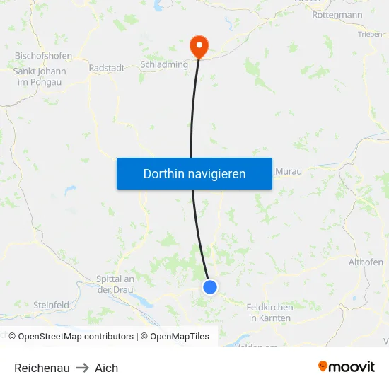 Reichenau to Aich map