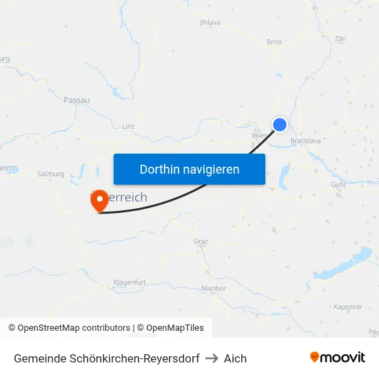 Gemeinde Schönkirchen-Reyersdorf to Aich map