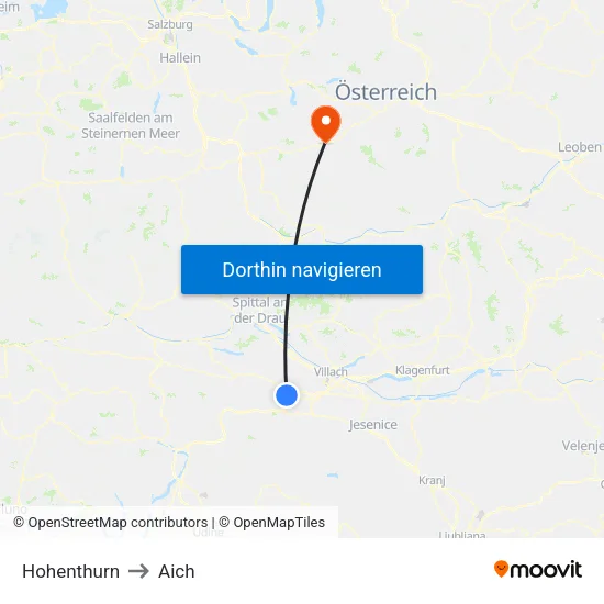 Hohenthurn to Aich map