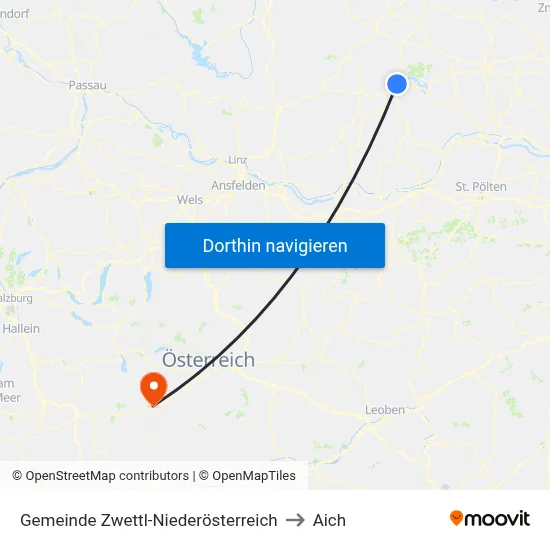 Gemeinde Zwettl-Niederösterreich to Aich map