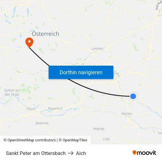 Sankt Peter am Ottersbach to Aich map