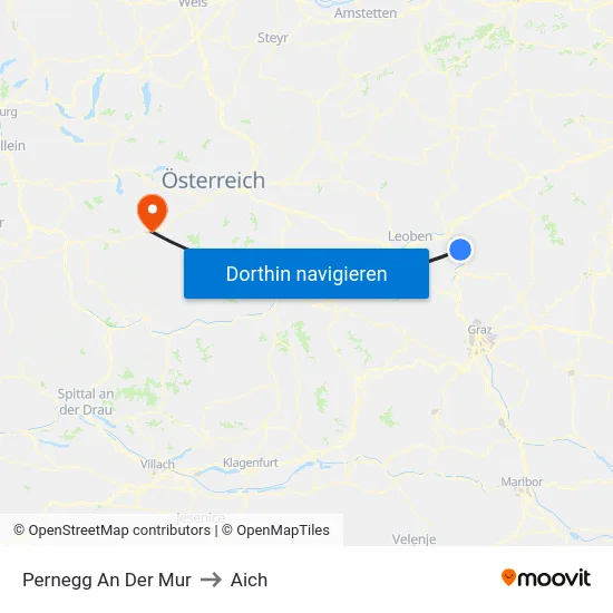 Pernegg An Der Mur to Aich map