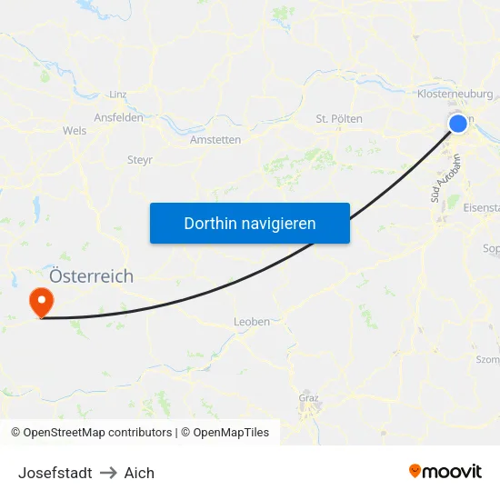 Josefstadt to Aich map