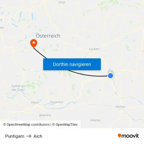 Puntigam to Aich map