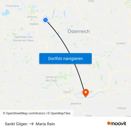 Sankt Gilgen to Maria Rain map